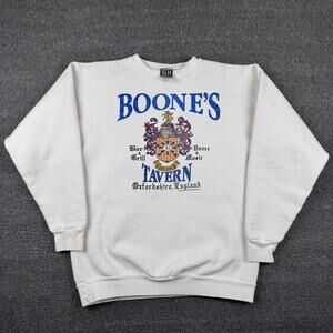 Vintage Boone’s Tavern Sweatshirt Men’s Large White Oxfordshire England Pub 90s